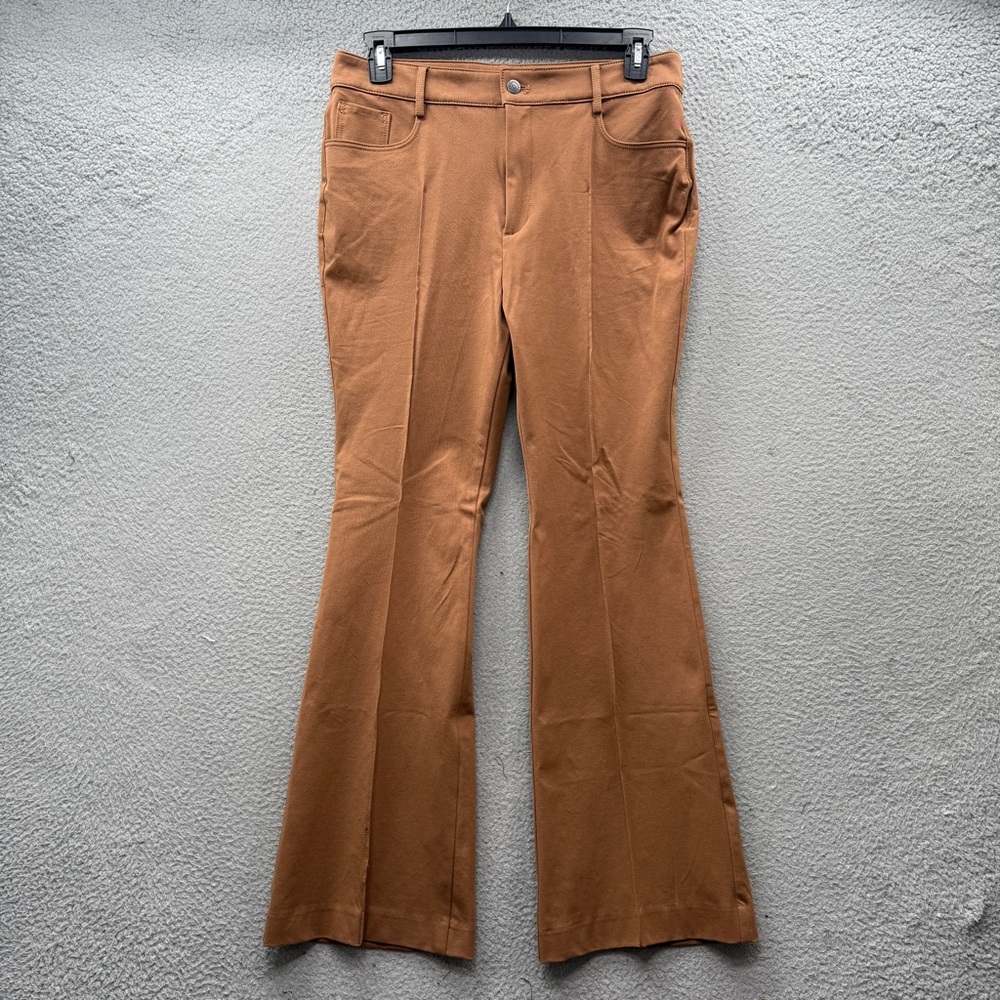 Ann Taylor LOFT Women’s Brown Cocoa Flared Leg Mid Rise Flat Front Pants Size 12